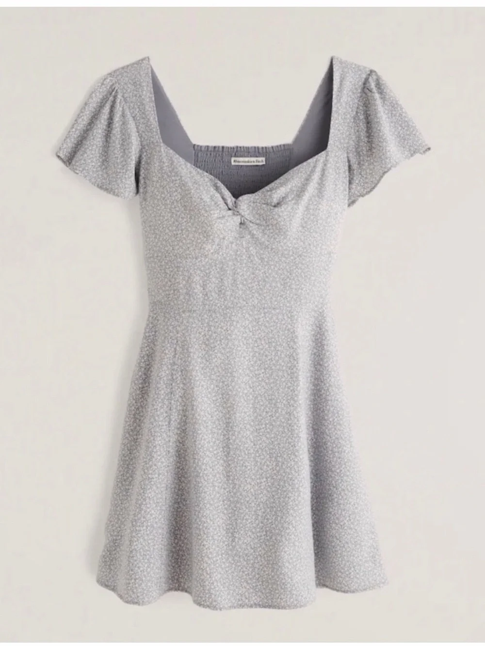 Abercrombie Blue Ditzy Floral Mini Dress XL NWT Smocked Back Cottagecore Fairy - Picture 1 of 13